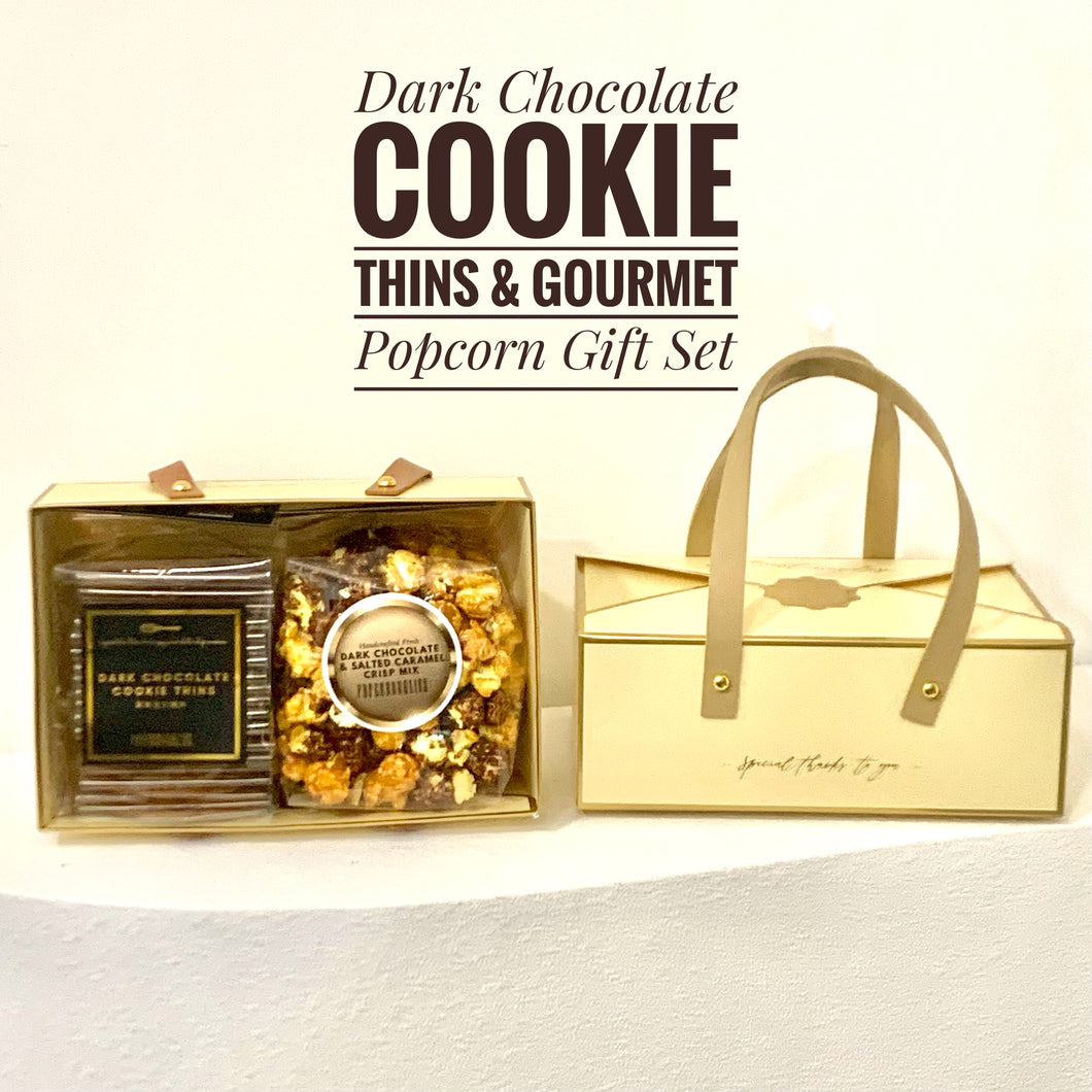 Dark Chocolate Cookie Thins & Gourmet Popcorn Gift Set 黑朱古力脆片及美食爆谷禮盒