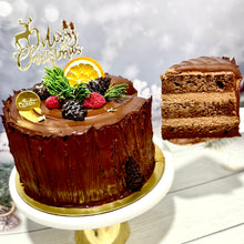 Load image into Gallery viewer, 6” Dark Chocolate Ganache Yule Log Cake 黑朱古力聖誕蛋糕