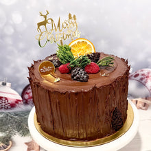 Load image into Gallery viewer, 6” Dark Chocolate Ganache Yule Log Cake 黑朱古力聖誕蛋糕